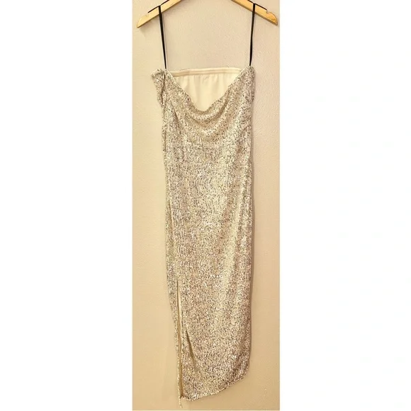 slim fit dress slacks Jenny Dress in Gold Sequin S